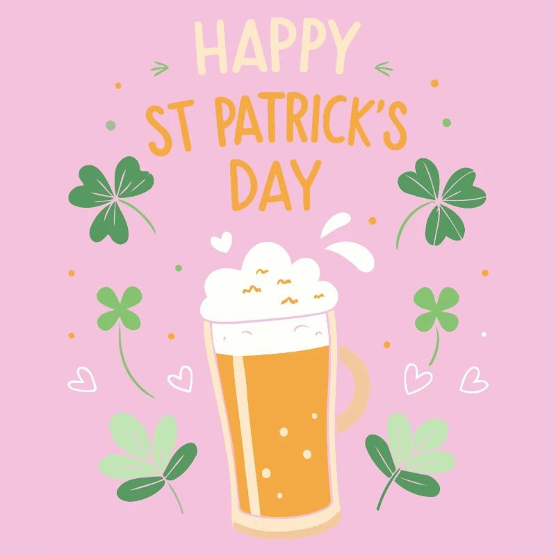 Bière mousse et trèfles Saint Patrick