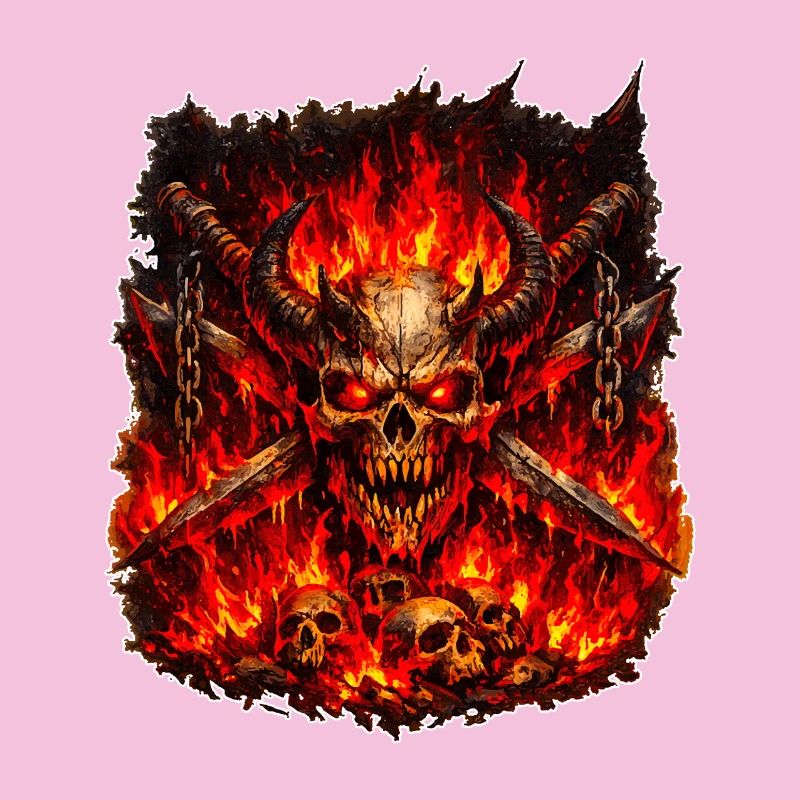 Crâne de Feu avec des Cornes
