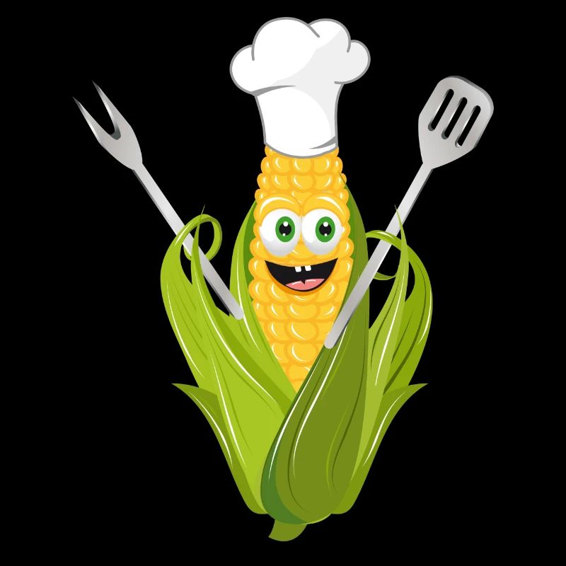 funny cartoon corncob with chef hat