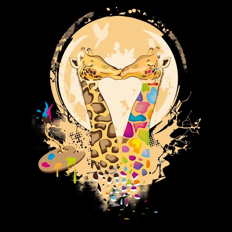 Bunte verliebte Giraffen im Graffiti Stil