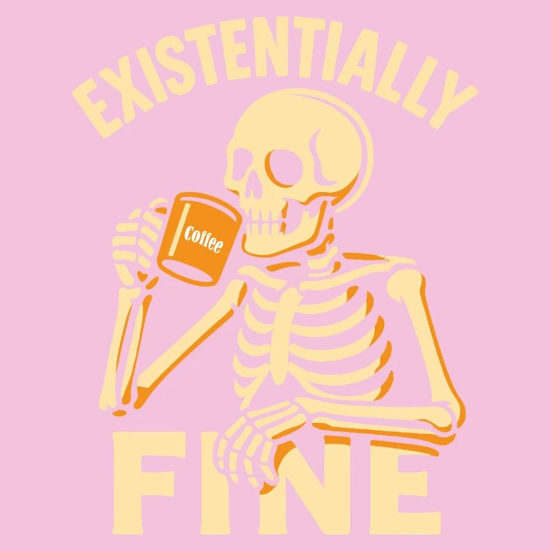 Existentially Fine Funny Coffee Skeleton Shirt