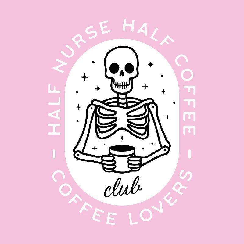 Krankenschwester Kaffee pflegt dunklen Humor-Skelett