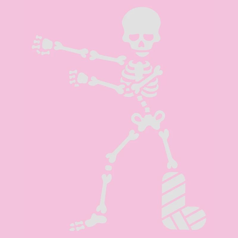 Gebrochenes Bein Gips Skelett floss dance flossing