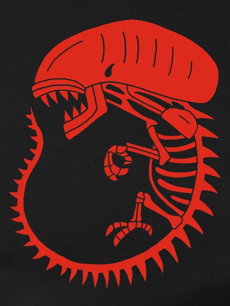 Red alien monster skeleton