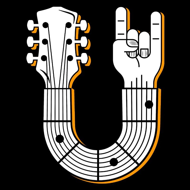 Guitare musicale signe de main illustration