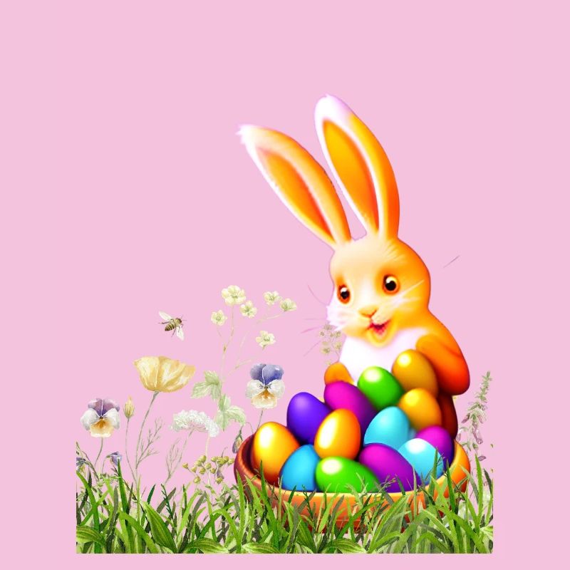 Osterhase mit bunten Eiern
