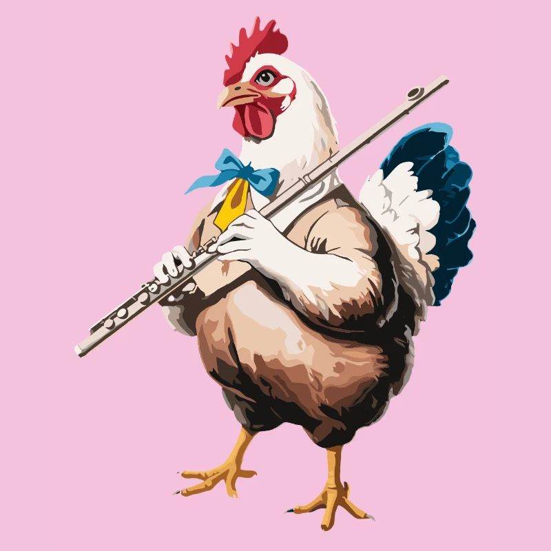 Lustiges Huhn mit Querflöte
