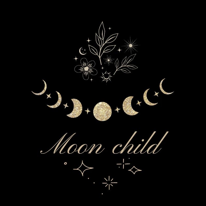 Phases de la lune et étoiles avec texte de l'enfant Lune.