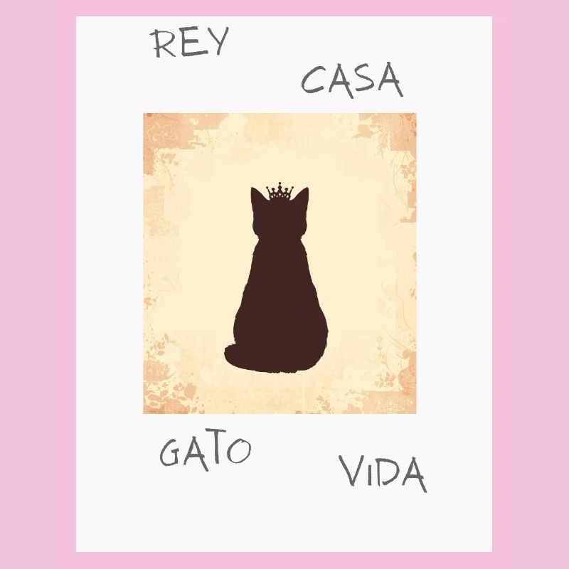 King Cat in Silhouette with Crown