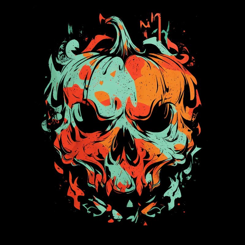 Horror Pumpkin Skull – Grunge Art Design