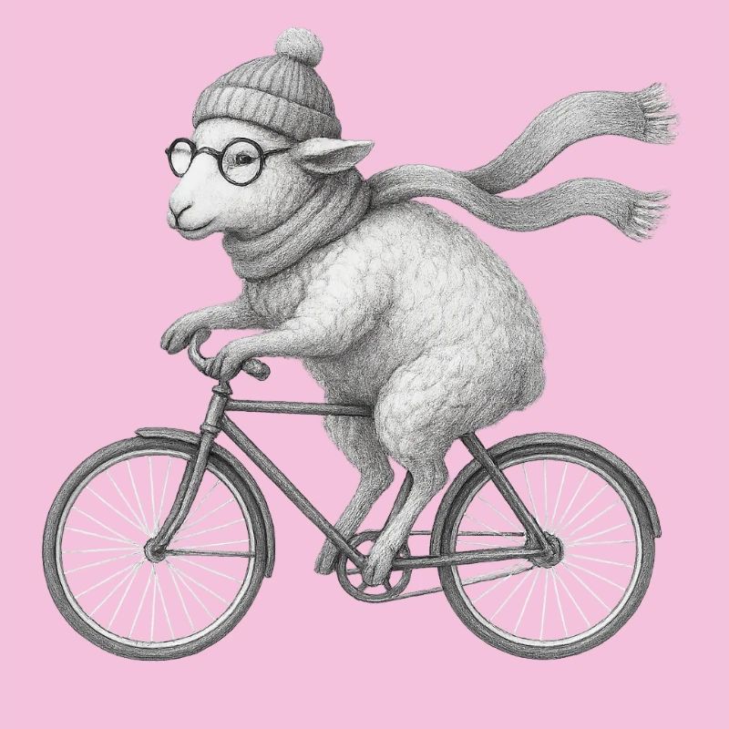 Sheep on Bicycle Vintage