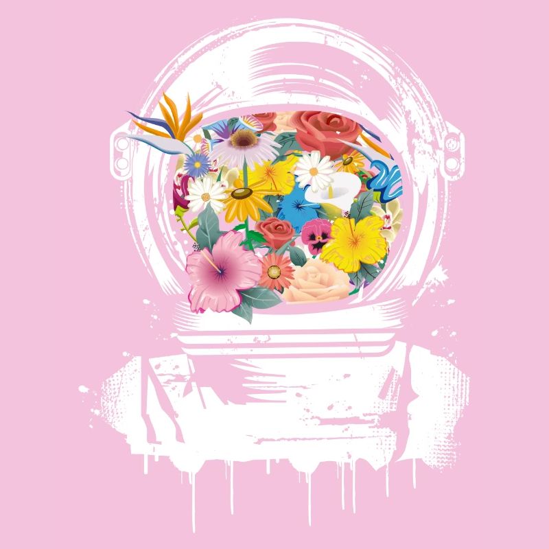 casque de l'astronaute avec des fleurs