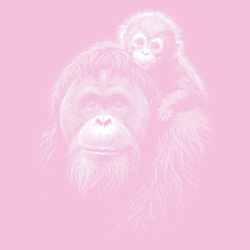 Orangutan Mutter mit Jungem Silhouette