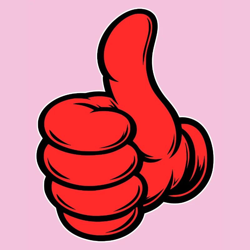 OK Comic Daumenhoch Handsymbol rot