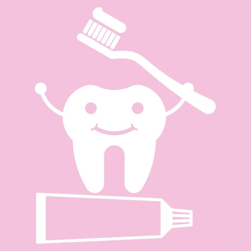 Tooth with toothbrush and toothpaste