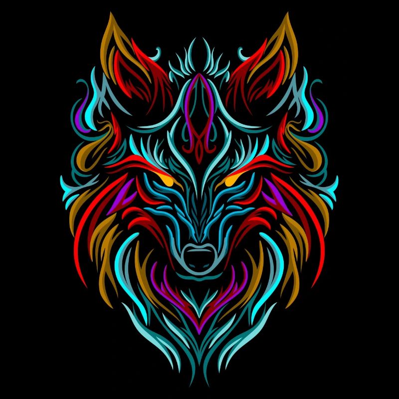 Tatouage de loup coloré