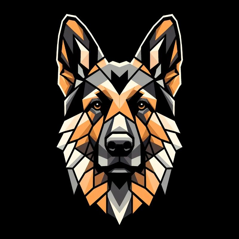 German Shepherd Dog Head Geometry Polygon Art
