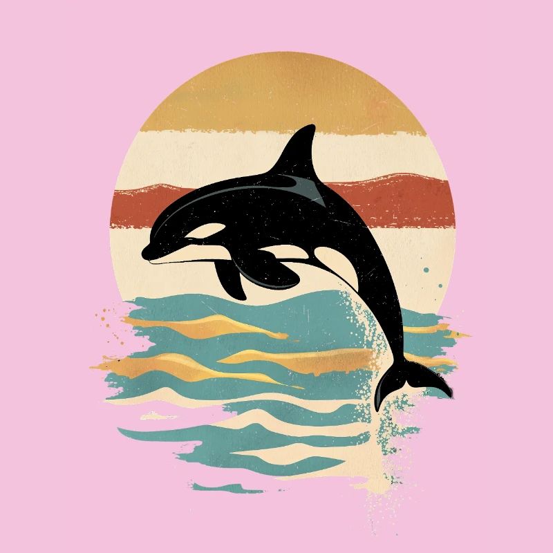 Orca Retro Sunset Ocean