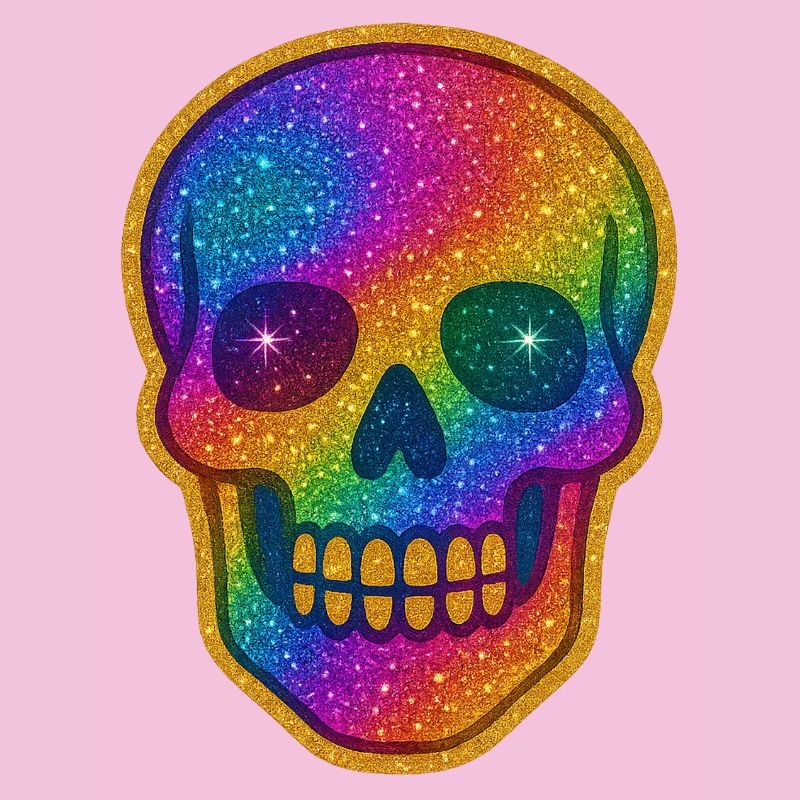 Rainbow Glitter Skull