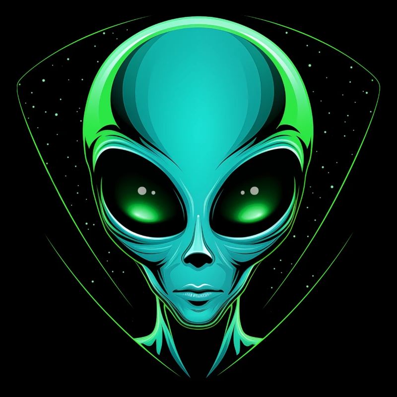 Tête d’extraterrestre vert - OVNI extraterrestre dans l’espace extra-atmosphérique