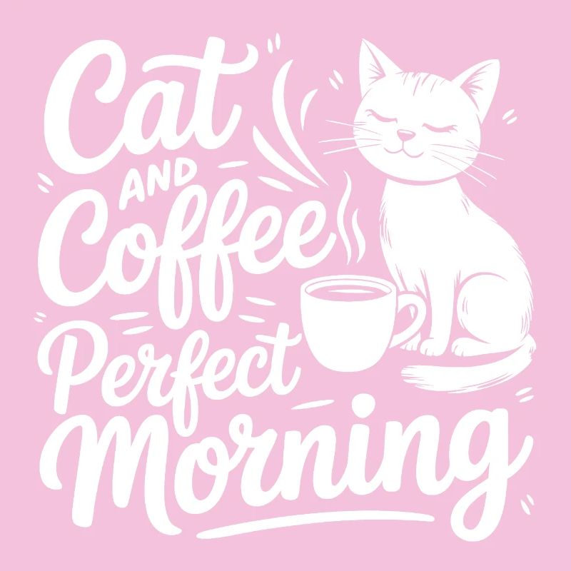 Motif de chat avec café et café du matin