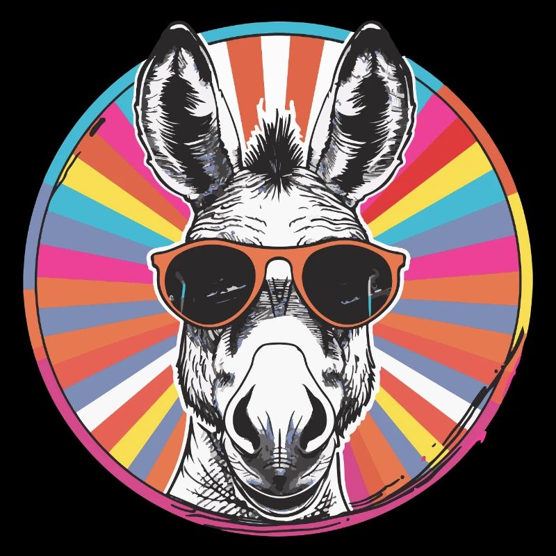 Sunglasses donkey in the rainbow