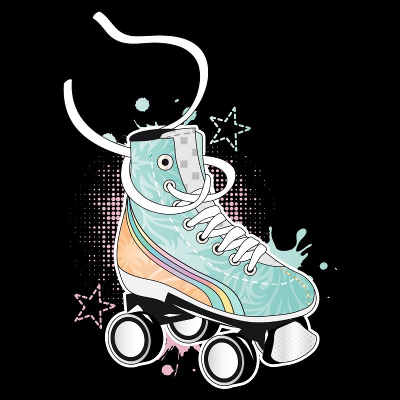 Rollschuh in Retro Farben mit Graffiti und Sterne