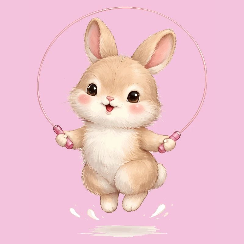 Cute bunny jumping rope
