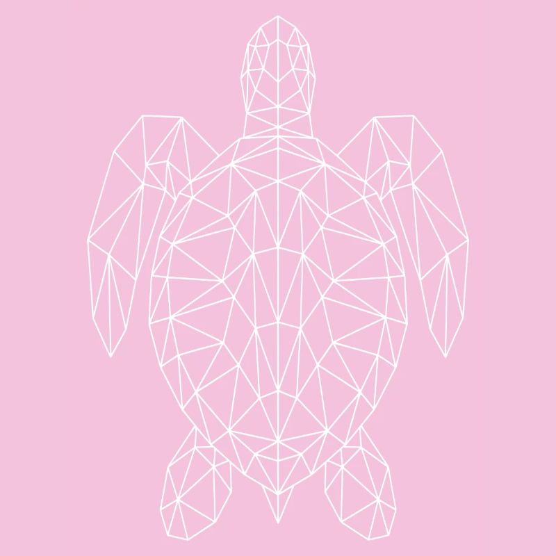 Geometric Sea Turtle White Silhouette
