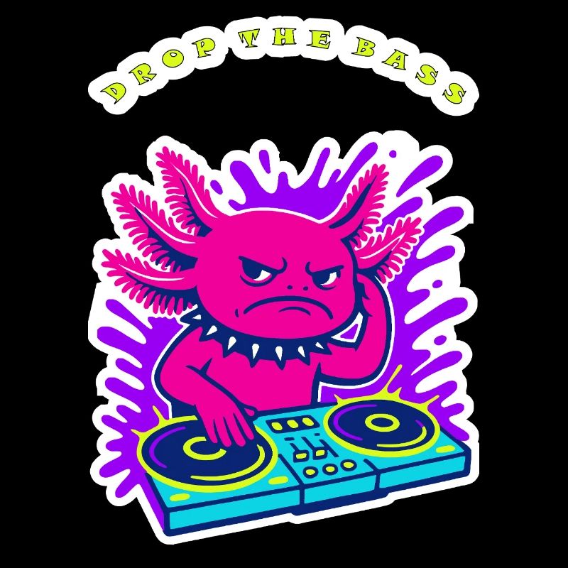 Angry Axolotl DJ – Lass den Bass Neon-Design fallen