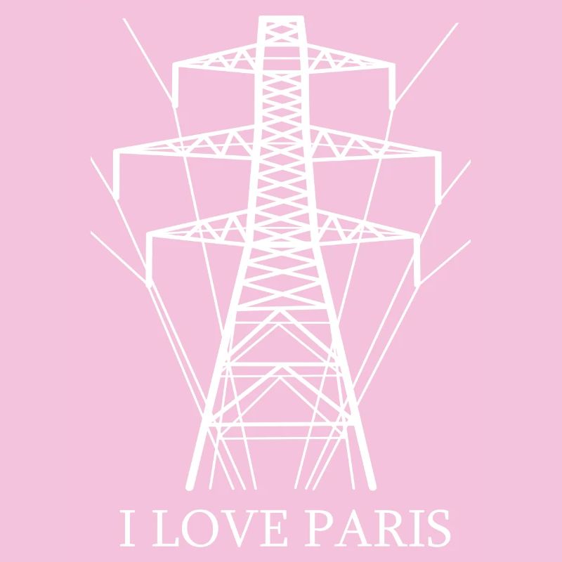 Ironisch Ich liebe Paris Eiffelturm als Strommast
