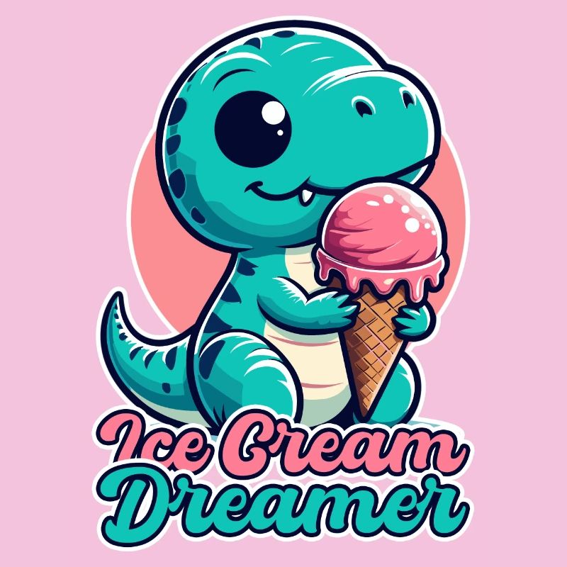 Eiscreme Träumer süßer T-Rex mit Eis Geschenk