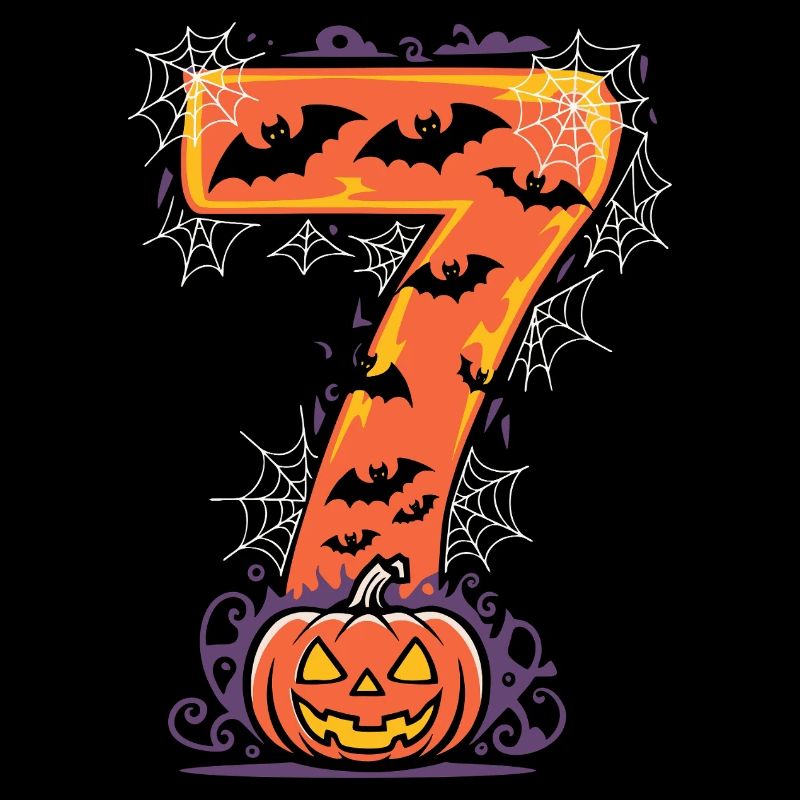 Spooky Halloween 7 Design with Pumpkin and Bats