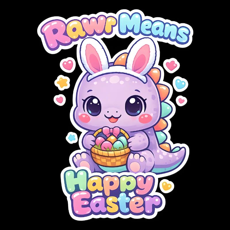 Bunnies Kids Easter Rawr Dino Happy Easter