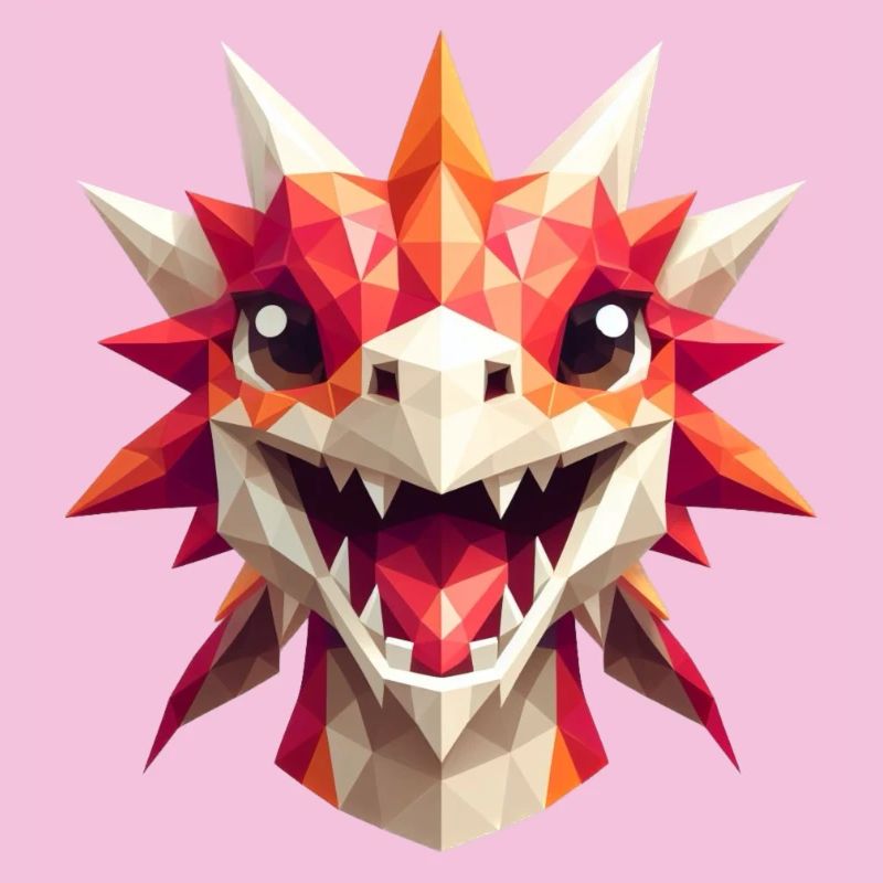 A Laughing Dragon in Polygon Style