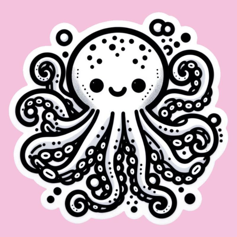Krake Octopus weiß Sticker