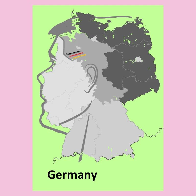 Map of Germany with gradient and flags