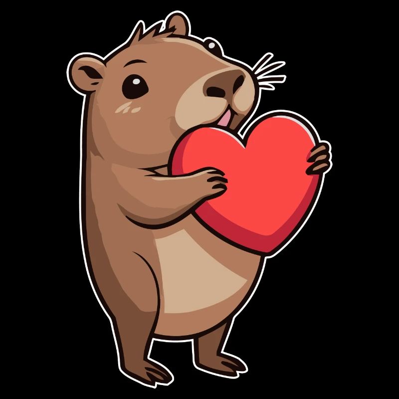 Capybara avec coeur Saint-Valentin