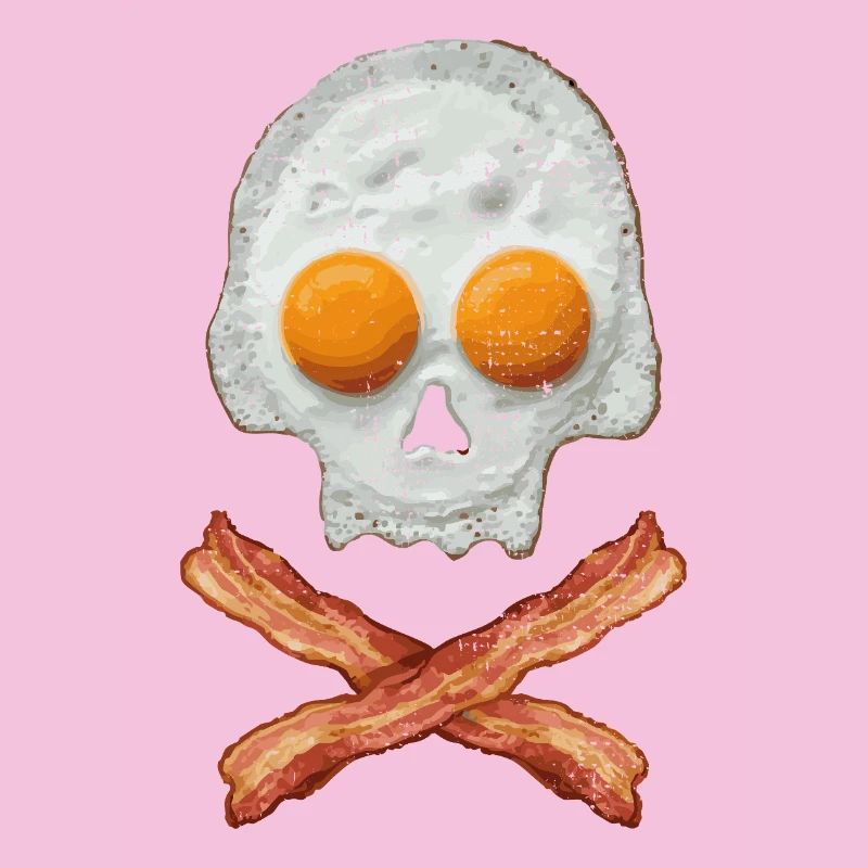 Crâne d’œuf frit avec croix de bacon