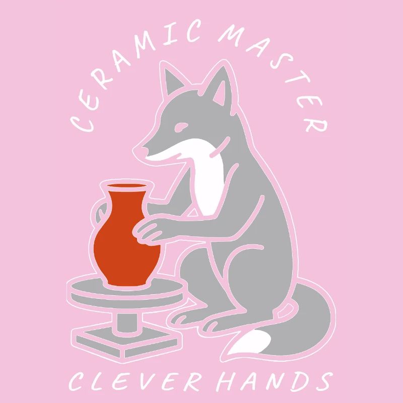 Ceramic Master Fox on Pottery Wheel