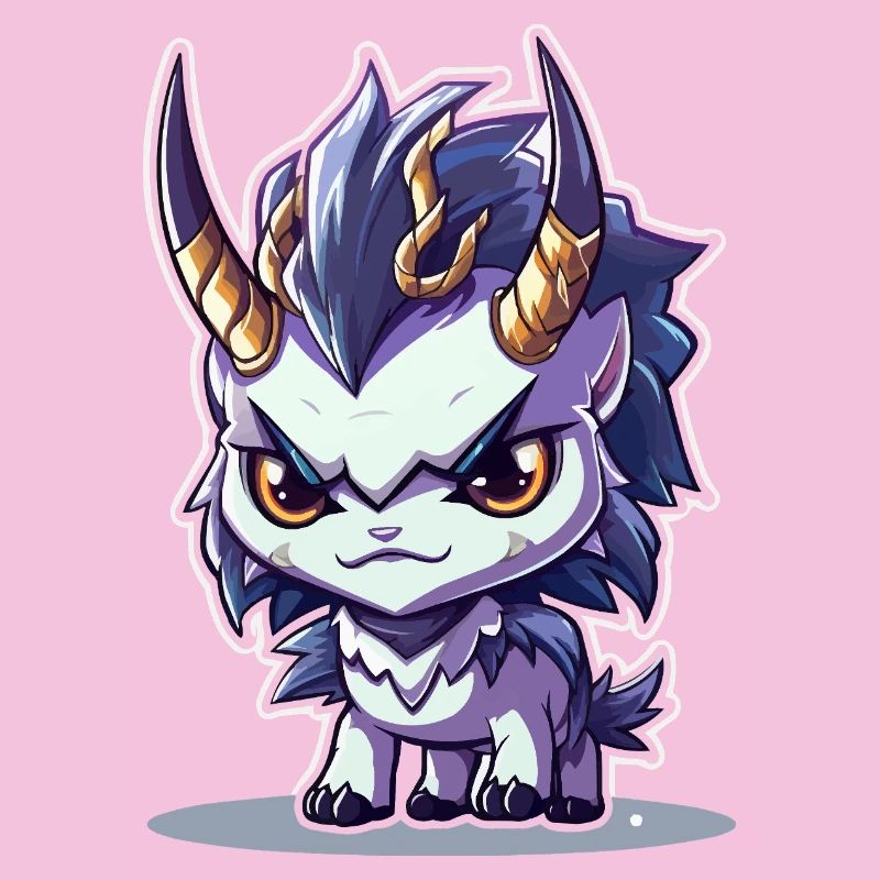Kleiner Hörnerdrache im Chibi-Stil
