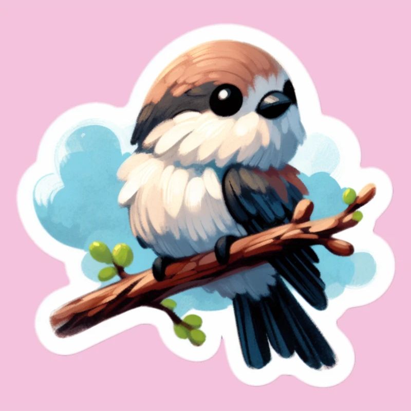 Süßer Vogel auf Ast Sticker
