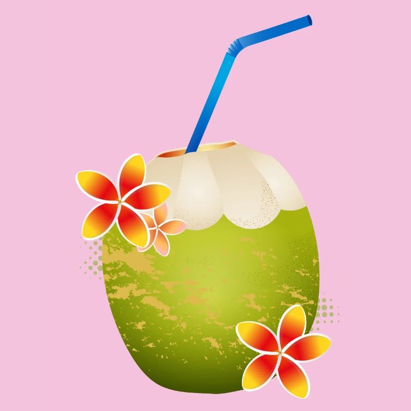Cocktail de noix de coco décoré avec fleur & paille