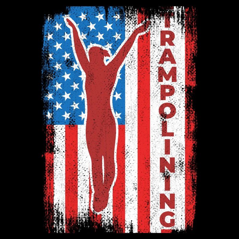Trampoline jumping USA flag