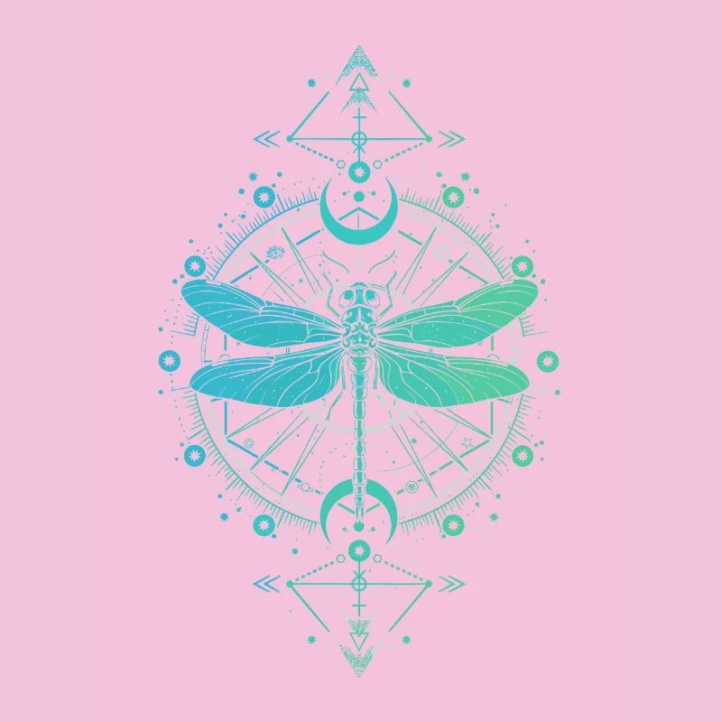 Astronomie - Libellule Mandala Bleu Turquoise