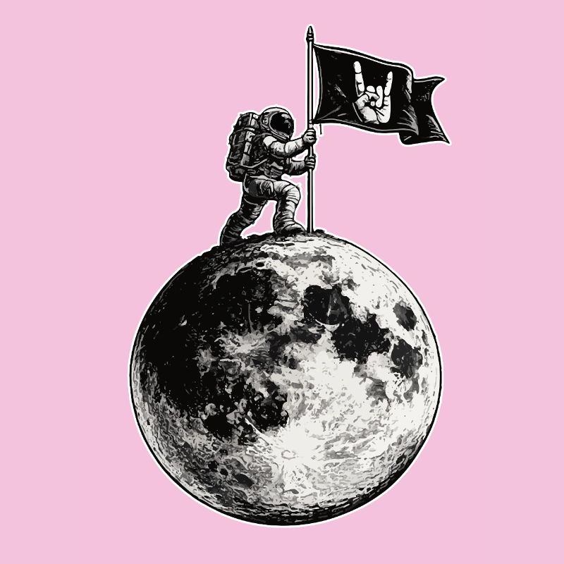 Mond mit Rockflagge