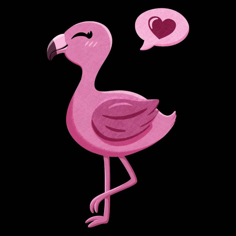 Flamant rose mignon avec coeur