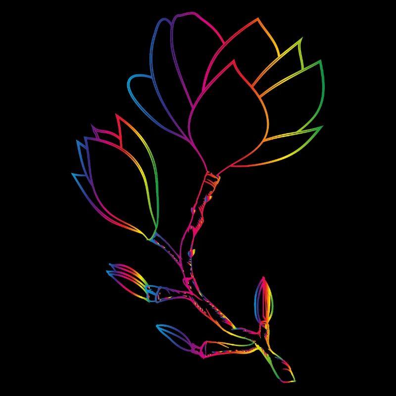 Dessin au trait de magnolia coloré moderne