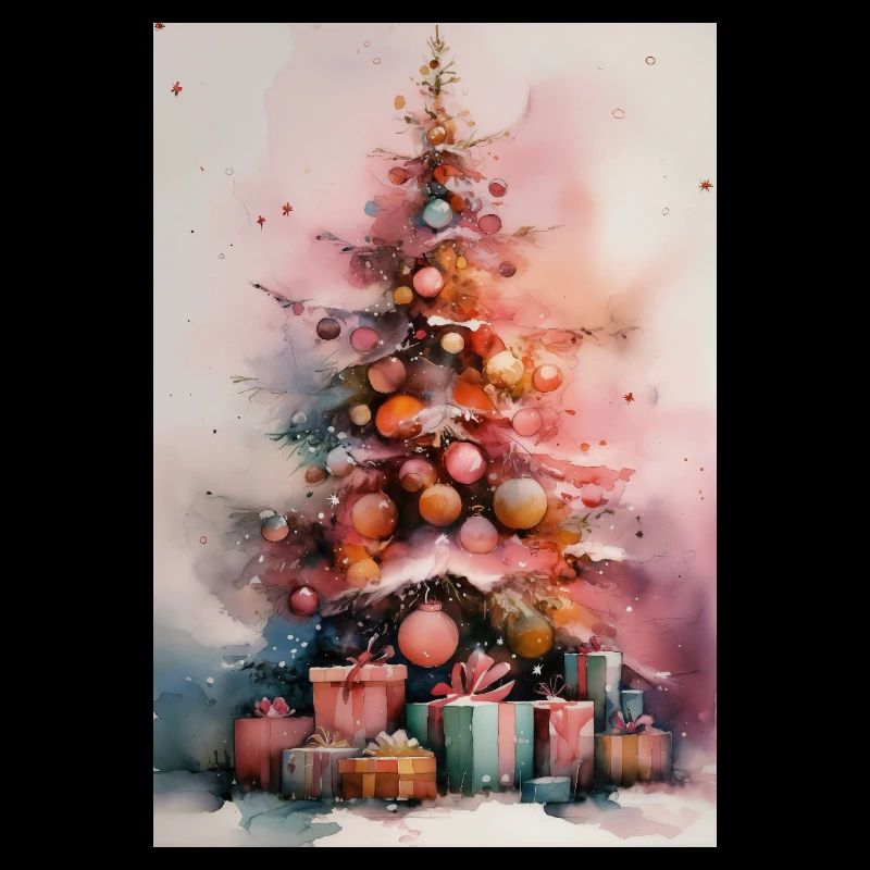 Pastellfarbener Aquarell-Weihnachtsbaum