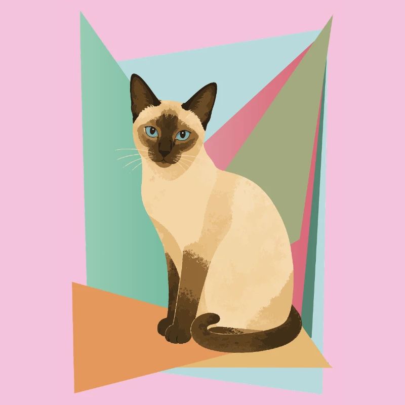 Elegant Siamese cat in geometry style